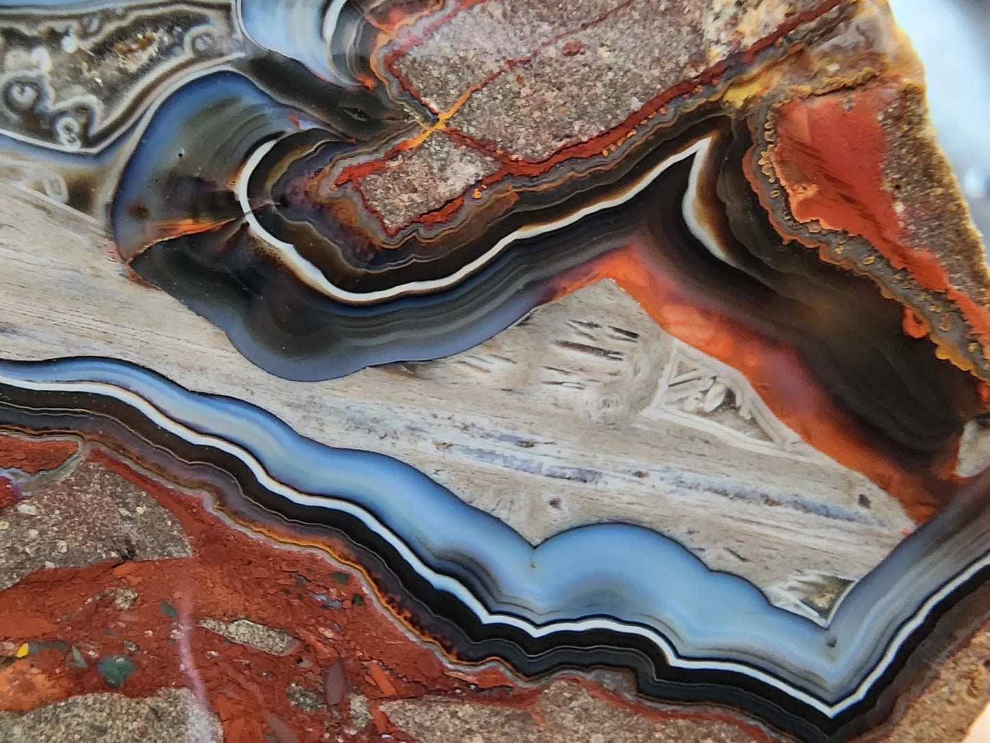 Brecciated Blue Agate Pair