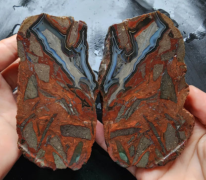 Brecciated Blue Agate Pair